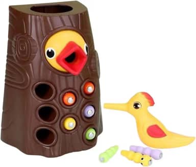 Brinquedo Montessori de Alimentar o Pássaro – Brinquedo Educativo Interativo com Minhocas Magnéticas