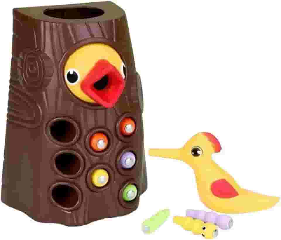 Brinquedo Montessori de Alimentar o Pássaro – Brinquedo Educativo Interativo com Minhocas Magnéticas