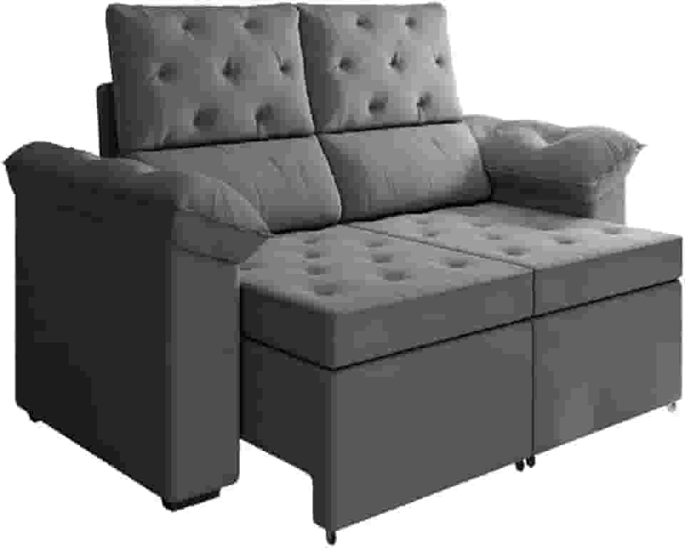 Sofá Retrátil 2 Lugares Inglaterra Suede Cinza Selmer