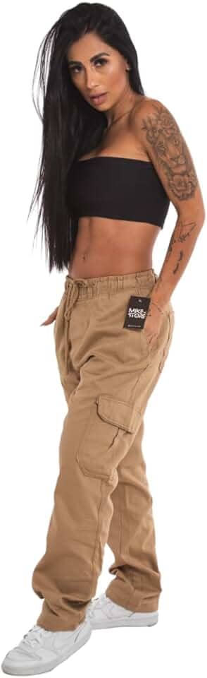 Calças Larga Cargo Bolso Lateral Moda Feminina Street Sk8