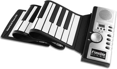 Teclado para Iniciantes, Teclado Instrumento, Piano de Enrolar, Piano de Teclado Portátil, 61 Teclas 128 Tons Diferentes