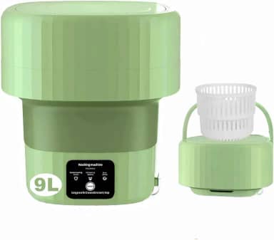 Máquina de lavar portátil, grande capacidade de 9l, máquina de lavar dobrável adequada para lavar roupas pequenas, roupas de bebê, roupas íntimas, meias, suprimentos para animais de estimação, apartamentos, acampamento, lavanderia de viagem Rv - verde..