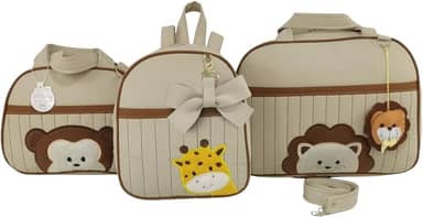 BOLSA MATERNIDADE MENINO 3 PEÇAS SAFARI (BEGE)
