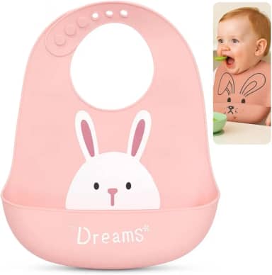 Babador de Silicone para Bebê com Bolso Coletor, Design Ajustável, 29,5 x 23 cm