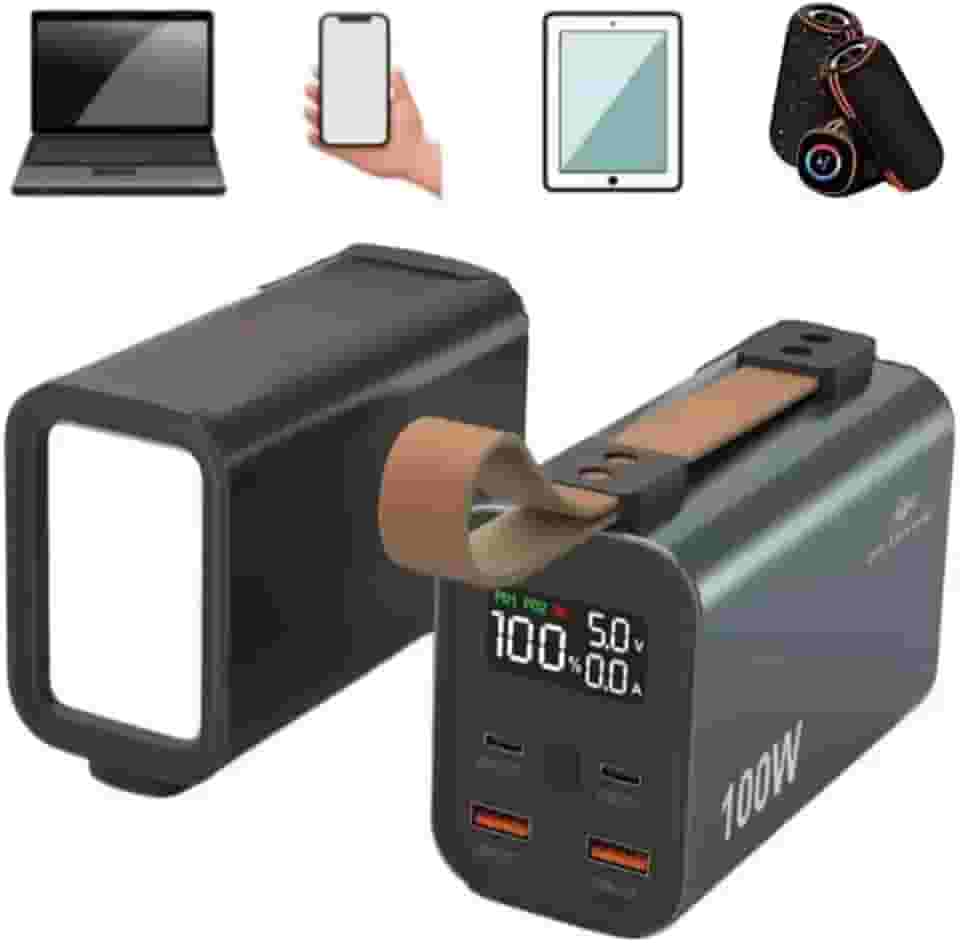 Carregador Power Bank Portátil Turbo 30000mAh,100W, Com Display digital e Lanterna, Compatível com Notebook, Celular, Tablet e Caixa de Som. (PRETO)