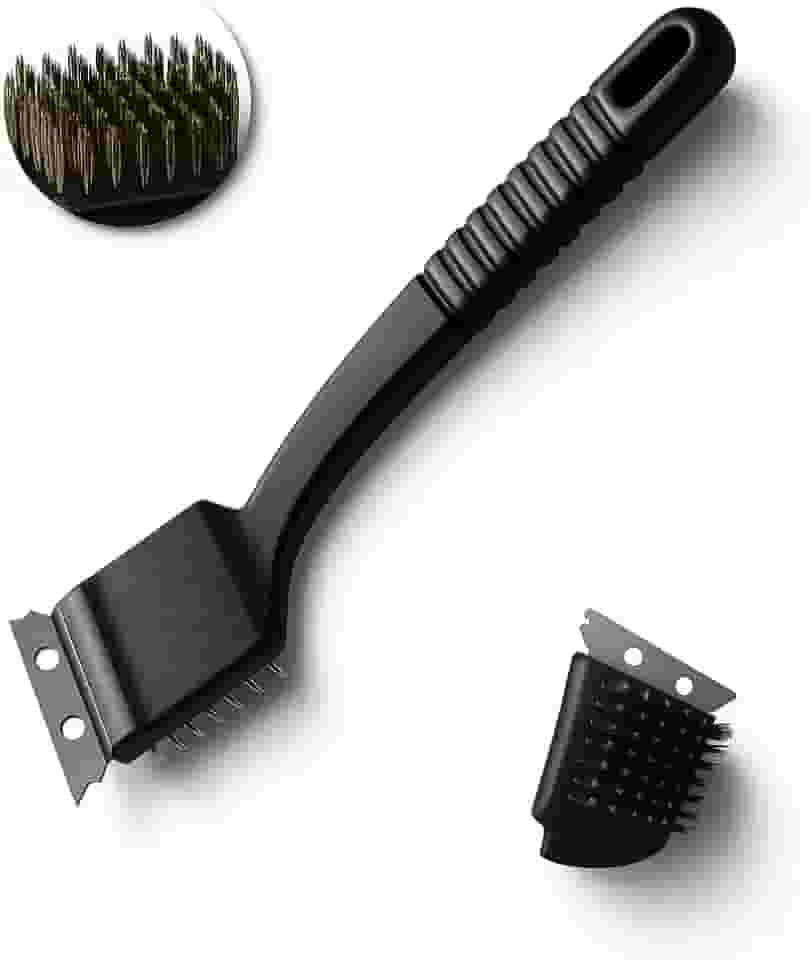 Escova para Limpar Grelha com Raspador 30cm – Ideal para Limpeza de Churrasqueiras – Cabo Antiderrapante – Preta