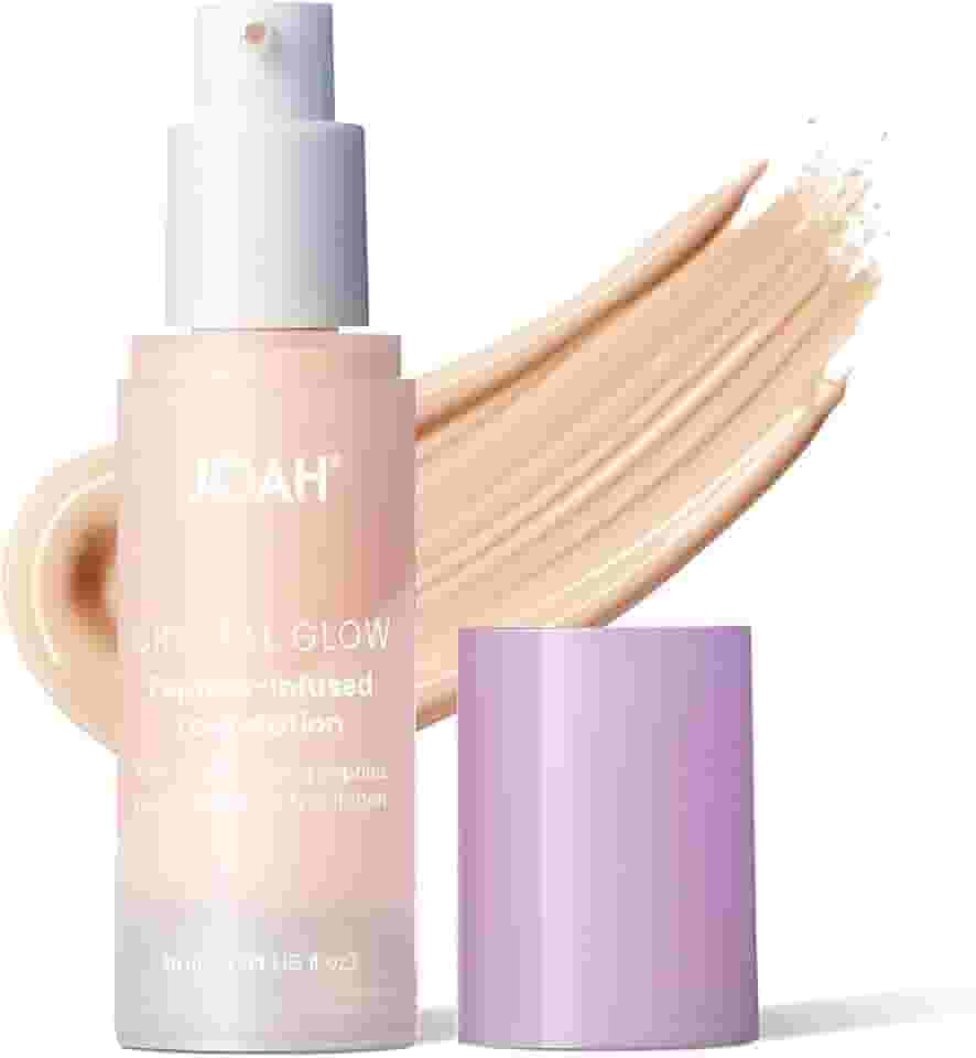 JOAH Base com infusão de peptídeos Crystal Glow, maquiagem coreana multitarefa 2 em 1 com primer facial desfocado, luminizador, hidratação e defesa da pele para um acabamento impecável, 30 ml, muito