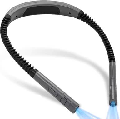 Luz de Leitura LED Larmao, Cinza, 2 em 1, 5 Níveis de Brilho, 3 Temperaturas de Cor, 85 Horas de Duração, Ultra Leve e Ajustável