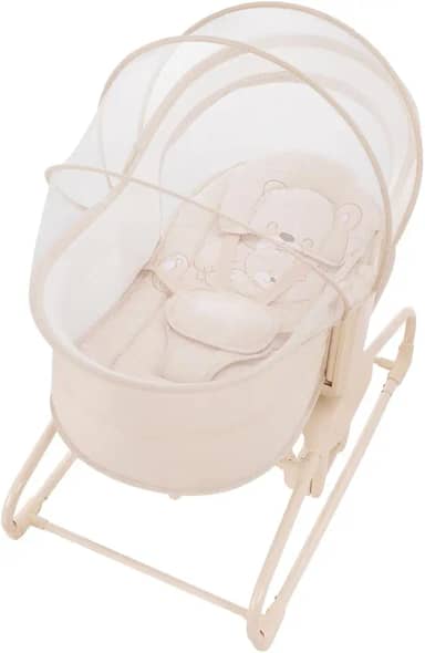 MASTELA Cadeira Moisés Giratória 360° 4 em 1 Berço Balanço Automático, Timer, Músicas, Até 18kg - Bege