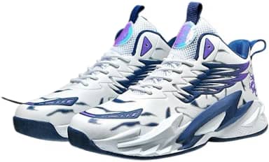 Bolognifi Botas de basquete antiderrapantes com sola de borracha de cano alto masculino para treinamento ao ar livre tênis de corrida(Purple,42 BR)