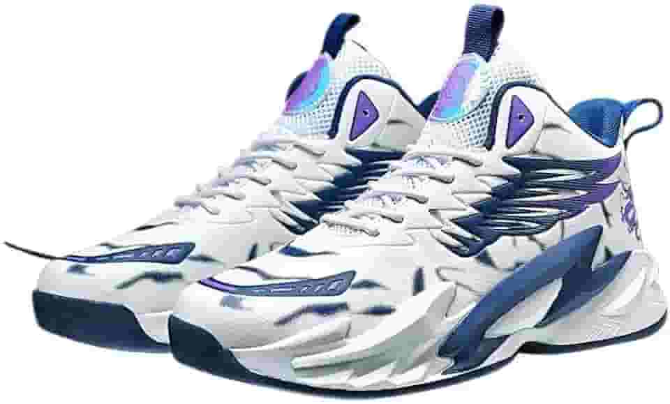 Bolognifi Botas de basquete antiderrapantes com sola de borracha de cano alto masculino para treinamento ao ar livre tênis de corrida(Purple,42 BR)