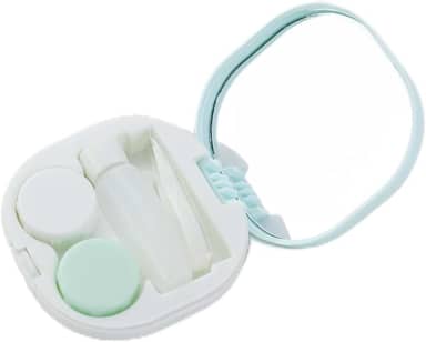 Estojo para lentes de contato com espelho, estojo de contato colorido para viagem com kit de ferramentas removedoras e frasco de solução, mini caixa de armazenamento de lentes de contato para viagens