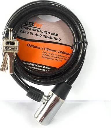 Trava Cadeado Antifurto E Cabo De Aço Para Motos E Bikes Com Duas Chaves PREMIUM