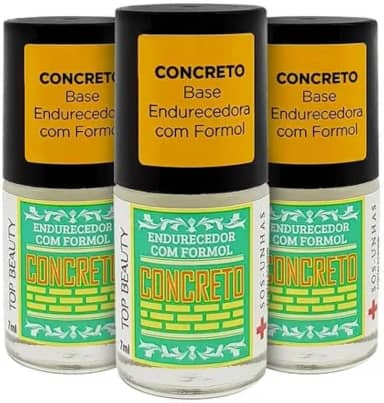 Kit 3 Base Concreto Endurecedor Formol Top Beauty SOS 7ml