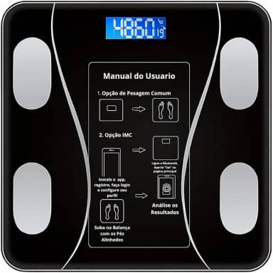 Balança Inteligente Digital Bluetooth com Bioimpedância Ideal para Academia Controle de Peso e Saúde com Diversos Indicadores de Composição Corporal