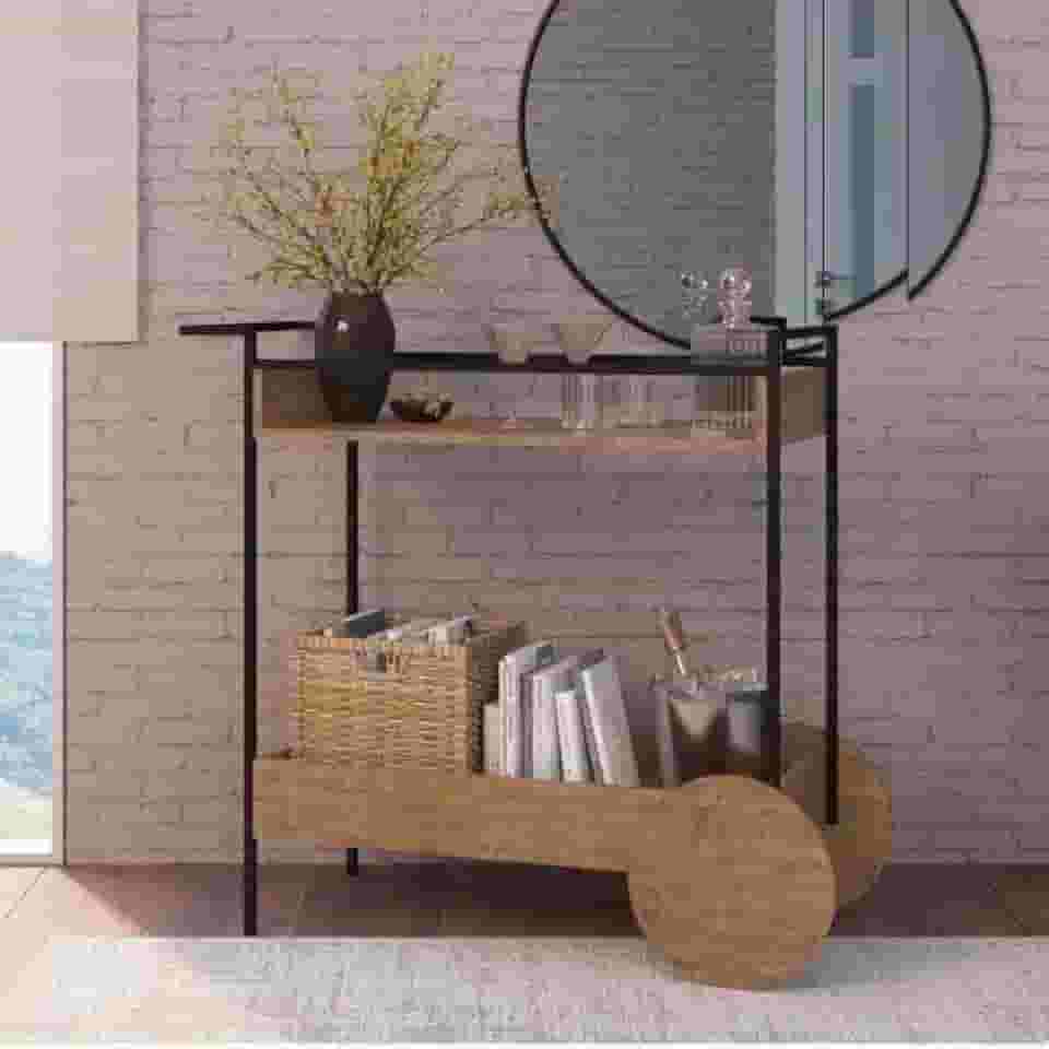 Carrinho Chá/Bar Industrial Artesano Vermont/Preto