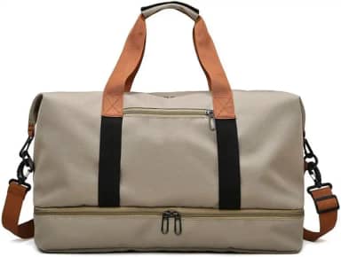 Bolsa grande com EXTENÇÃO para viagem, academia e um grande passeio.(Bege)