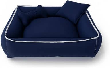 Cama Pet Média para Cachorro, Lavável, 60x60 cm, para Animais até 15kg, Muito Confortavel (Azul)