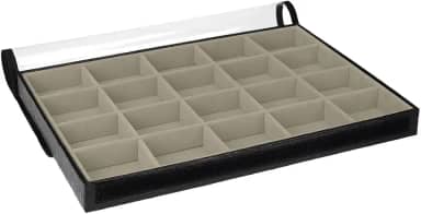 Bandeja Grande BIG Porta Joias Caixa Organizadora Expositor Joias Bijuterias Guarda Joias com Capa (Bege)