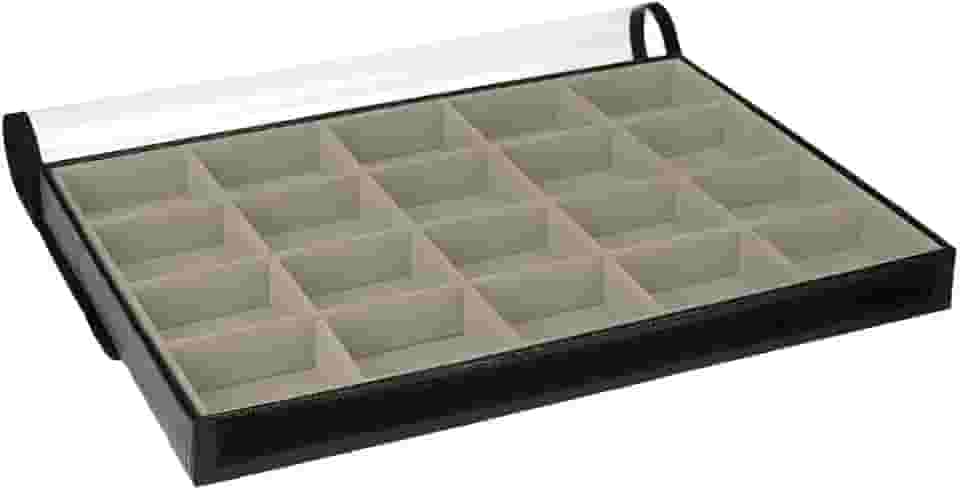 Bandeja Grande BIG Porta Joias Caixa Organizadora Expositor Joias Bijuterias Guarda Joias com Capa (Bege)