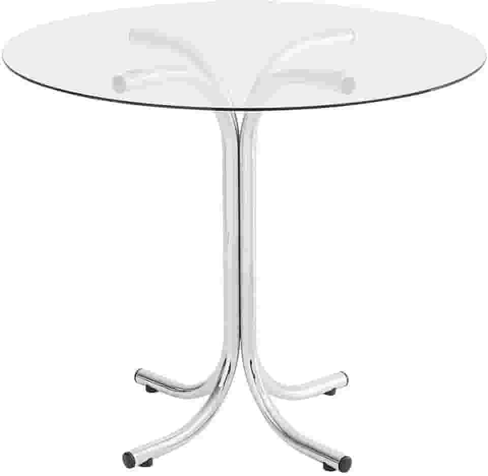 Mesa Redonda com Tampo de Vidro 4111 Unimóvel Cromado