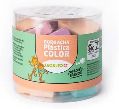BORRACHA PLASTICA COLOR PASTEL TREND C/CAPA POTE/24UND LEOELEO