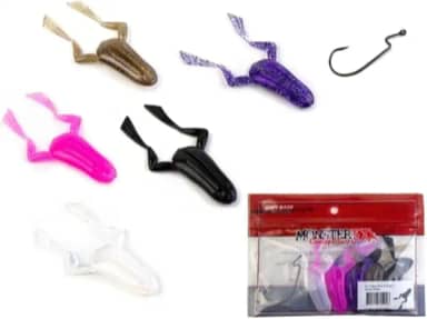 KIT TRAIRA ISCAS SOFT MONSTER 3X X-FROG + 1 ANZOL OFFSET 5UN