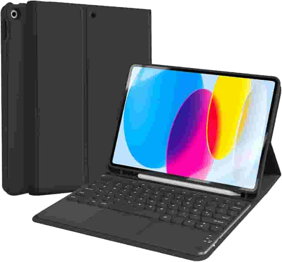 WB Capa com Teclado e trackpad para iPad 10ª e 11ª Geração 10.9" Polegadas com Auto Hibernação (Preto)