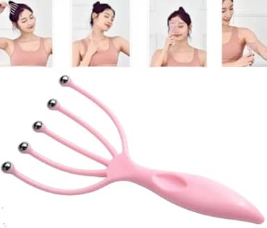 Massageador Cabeça Esferas Bola Metal Couro Cabeludo Relaxamento Massagem Corporal Pescoço Costas Pernas Anti Stress Massafem Manual Massageador Garra-Luiggi Presentes®