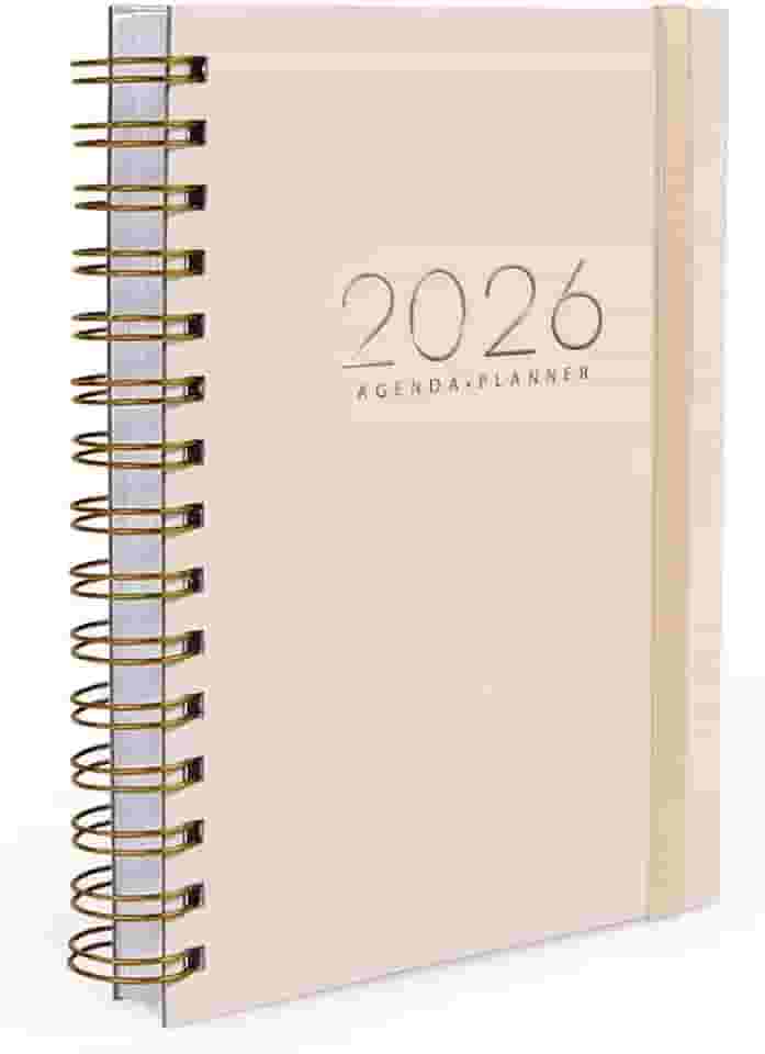 Agenda Planner Diária 2026 Minimalista Amarelo Manteiga