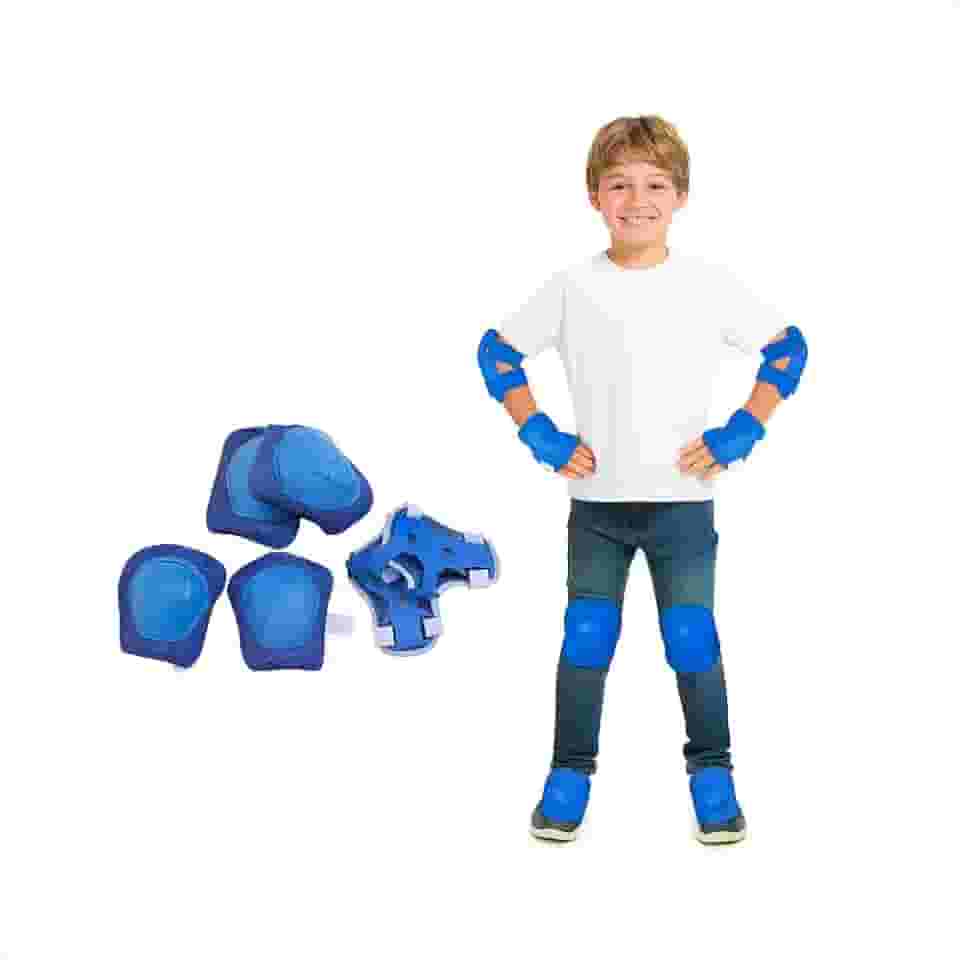 Proteção Infantil Completa Para Skate Patins E Bicicleta Joelheira Cotoveleira E Munhequeira Para Crianças De 3 a 12 Anos Segurança E Conforto No Esporte Cor Azul