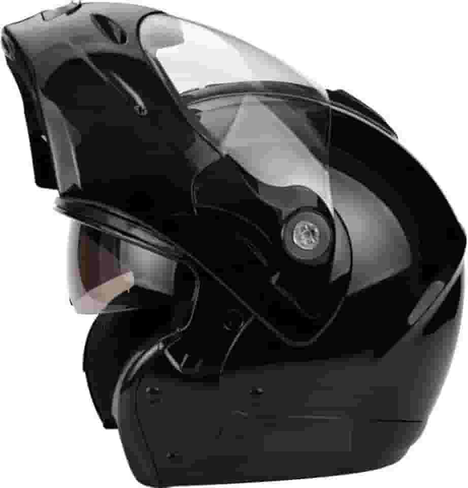 Capacete de Moto Mixs MX Captiva Route Brilhante Com Viseira Interna Solar Óculos de Sol Articulado Escamoteável Robocop Cinza Com Cinza