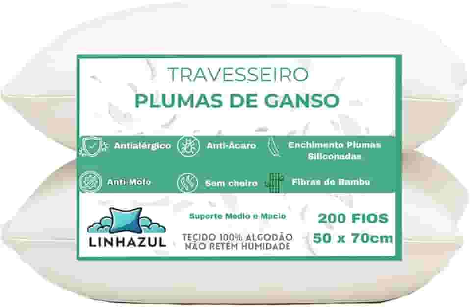Travesseiro Fibra de Bambu Macio Toque Pluma de Ganso Alto 50x70cm