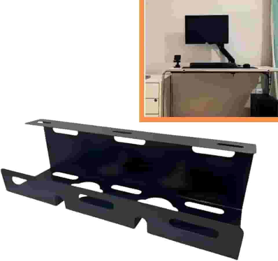 Suporte Organizador de Cabos e Fios em Aço para Mesa, Sistema Oculto, Preto