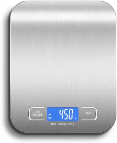 Balança de Cozinha Digital Alta Precisão em Inox Resistente a Água Com Base Antiderrapante e Visor de Alta Definição Pesagem de 1g até 10kg- Linha Premium