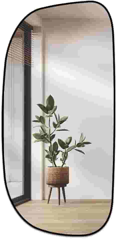 Espelho de Corpo Inteiro Orgânico Ágata 110x53 – Elegância e Amplitude para Seu Ambiente (Preto)