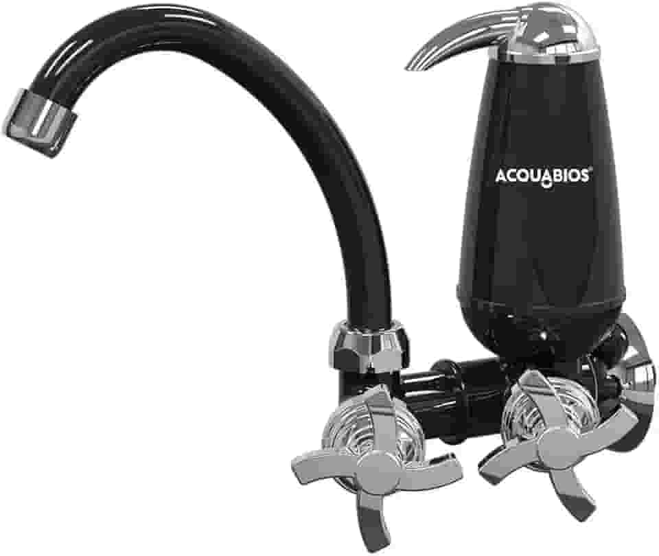 FILTRO AQUABIOS COM TORNEIRA QUADRISETA BICA MOVEL 1/4 DE VOLTA PRETA/CROMADO PARA PAREDE