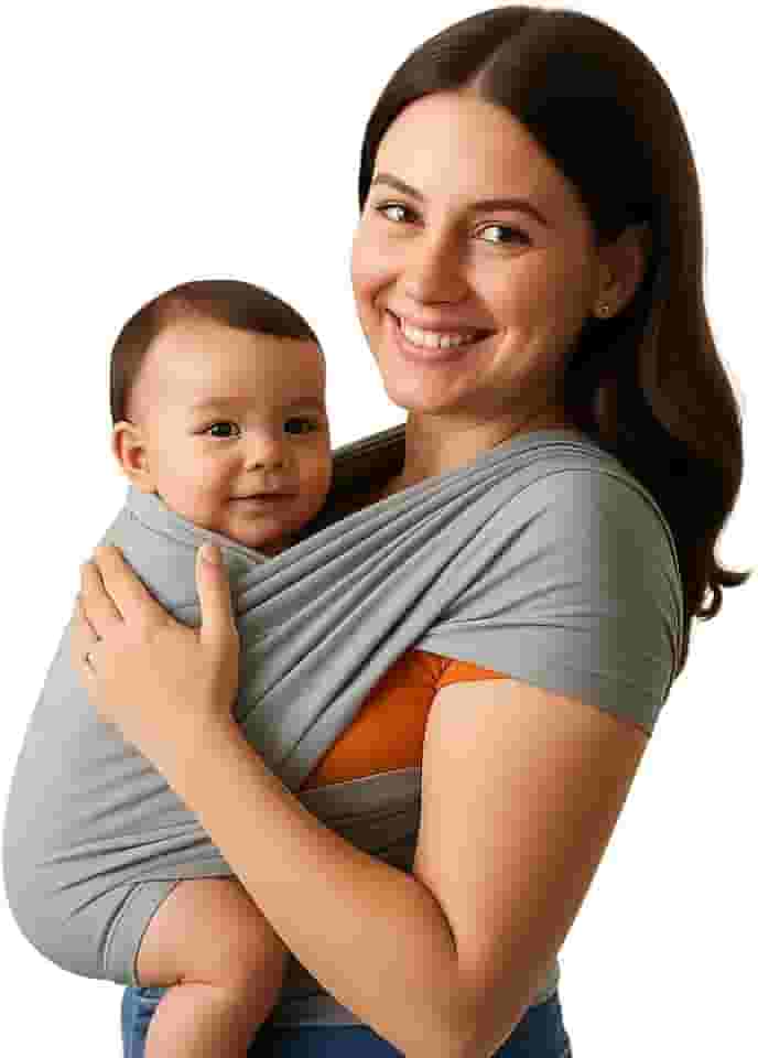 Canguru Sling Wrap para Bebê Tecido DryFit Confortável para Carregar Bebês (Cinza)