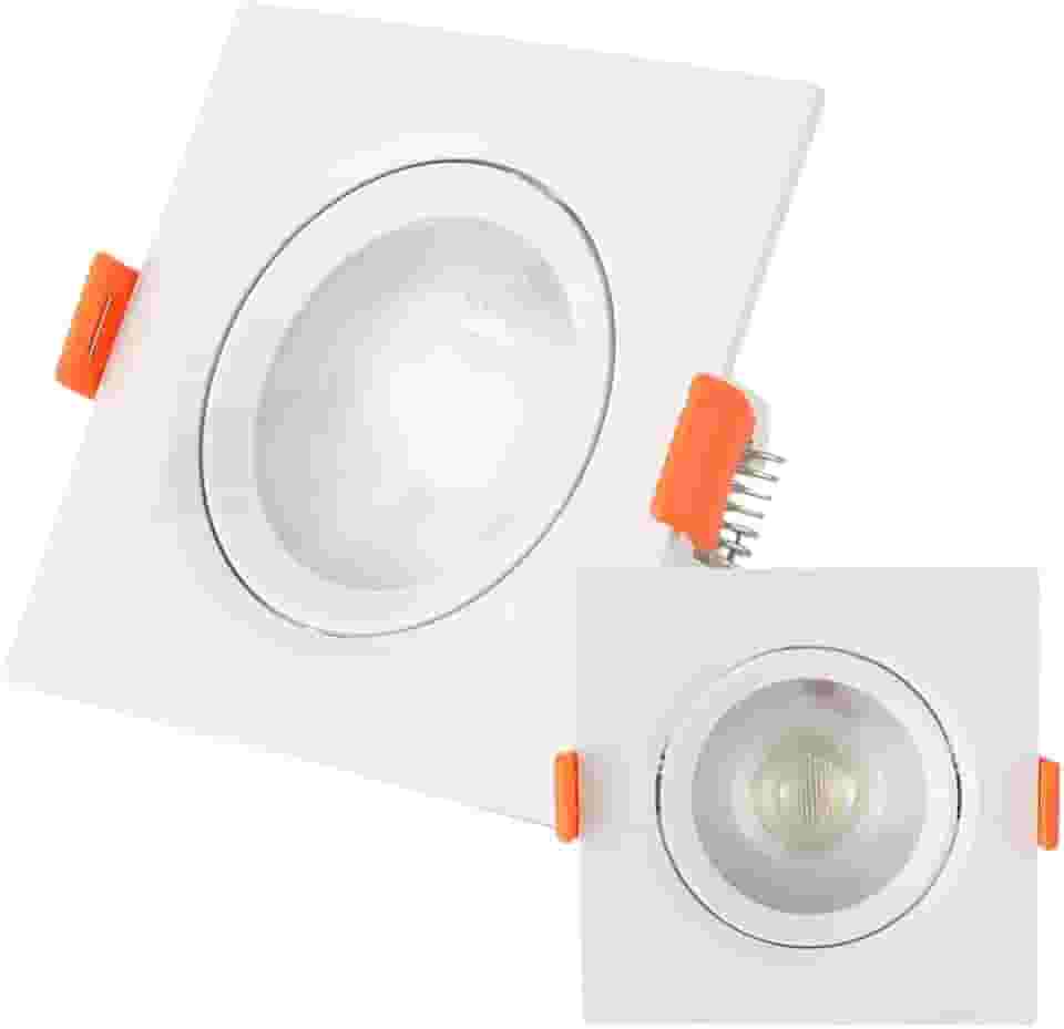 KIT C/ 10 Unidades - Spot LED 5w - Quadrado De Embutir Direcionável / Branco Frio