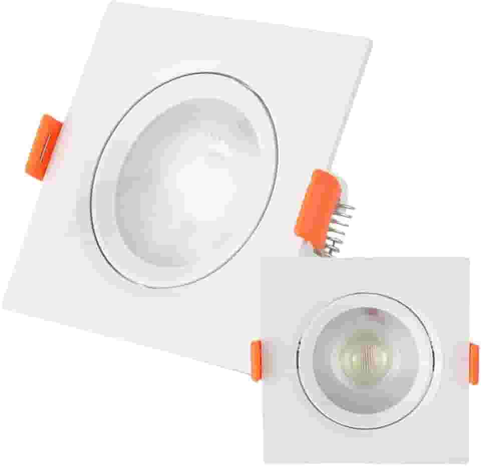KIT C/ 10 Unidades - Spot LED 5w - Quadrado De Embutir Direcionável / Branco Frio