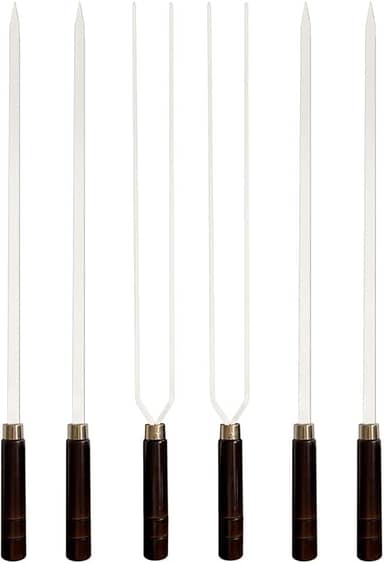 Kit 6 Espetos Artesanais de Alumínio P/Churrasco