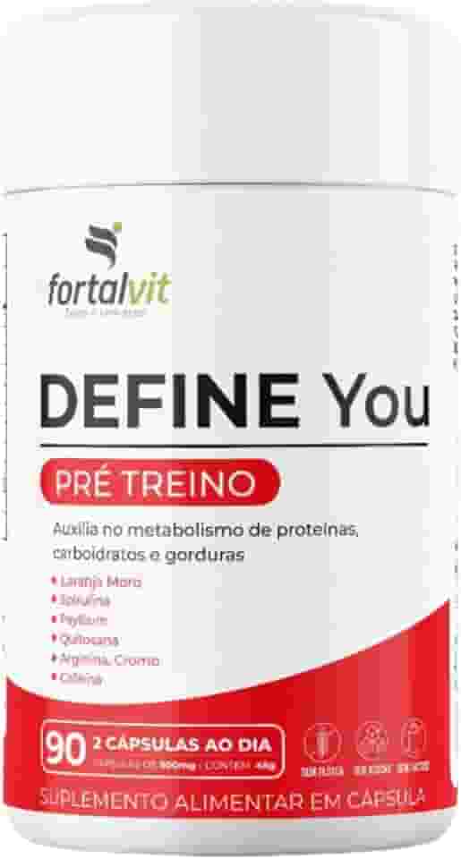 DEFINE - Morosil + Spirulina, Cafeína, Café Verde, Picolinato de Cromo, Psyllium, Arginina e Quitosana, 90 Cápsulas, Fortalvit
