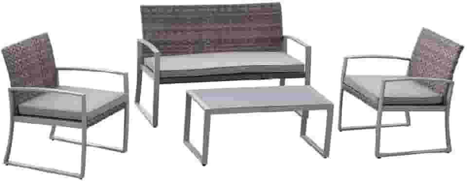 Conjunto de Àrea Externa Positano com 1 Sofá, 2 Poltronas 1 Mesa - Cinza