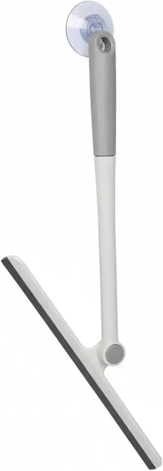 Rodo Multiuso com Cabo Articulado com Rotação 360° Ideal para limpar Box, Vidro e Piso + Gancho Ventosa de sucção Transparente com Instalação Sem Furos | Banheiro seco em segundos– Kit 2 em 1