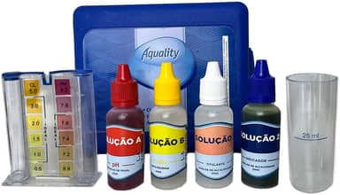 Estojo De Teste 3 Em 1 Medidor PH Cloro e Alcalinidade Para Manutenção e Limpeza de Piscina Água Cristalina Verão