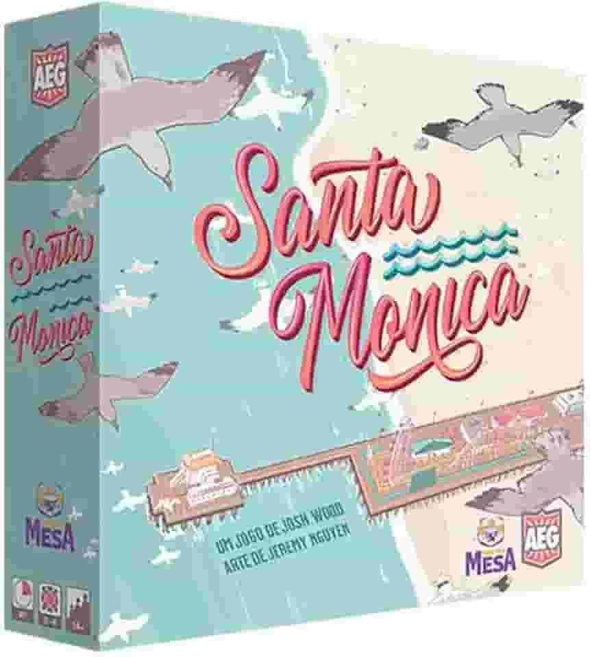 Jogo de tabuleiro Santa Monica, construa sua praia, atraia turistas, construção de cidades, maiores de 14 anos, 2-4 jogadores, 30-45 min Vem pra Mesa