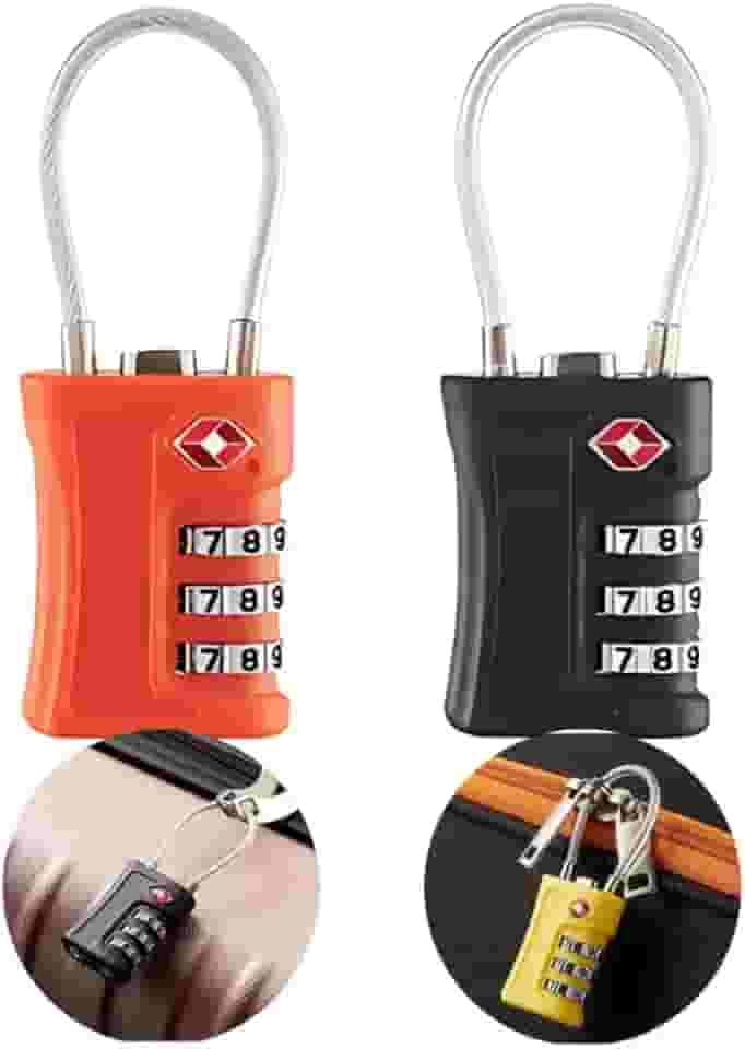 Cadeado Cabo Aço Senha Mala Viagem Aeroporto Mochila Armario Academia (Laranja)