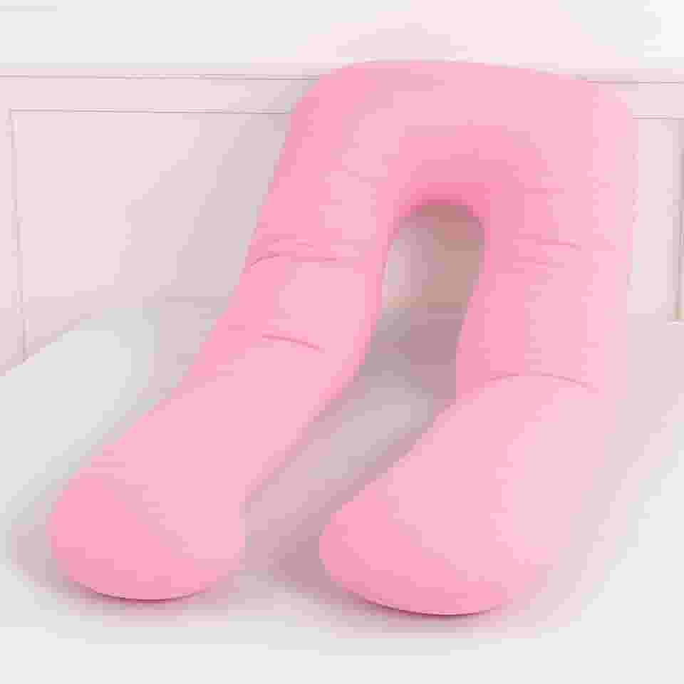 Travesseiro Para Grávida Gestante e Amamentação Repouso Anatômico 100% Algodão Macio Cor (ROSA)