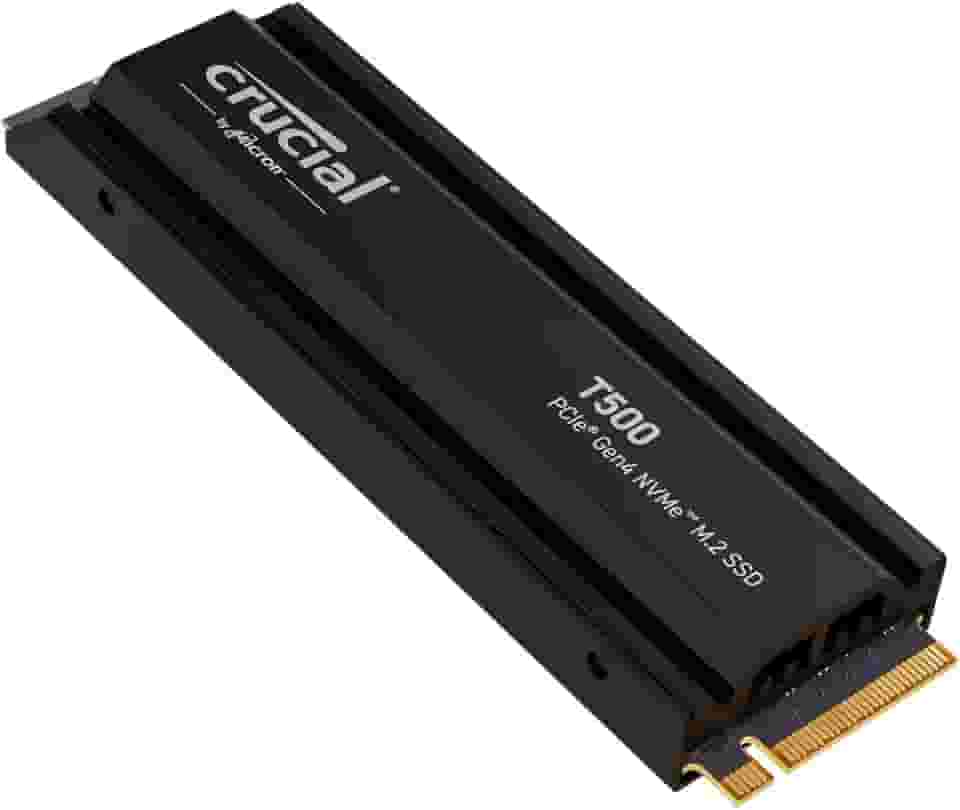 Crucial SSD interno para jogos T500 2TB Gen4 NVMe M.2 com dissipador de calor, até 7400 MB/s, compatível com PlayStation 5 + 1 mês Adobe CC todos os aplicativos - CT2000T500SSD5