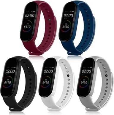 Pacote Kit 5 Pulseiras Extras Cores Vivas Silicone Compatível com Mi Band 7